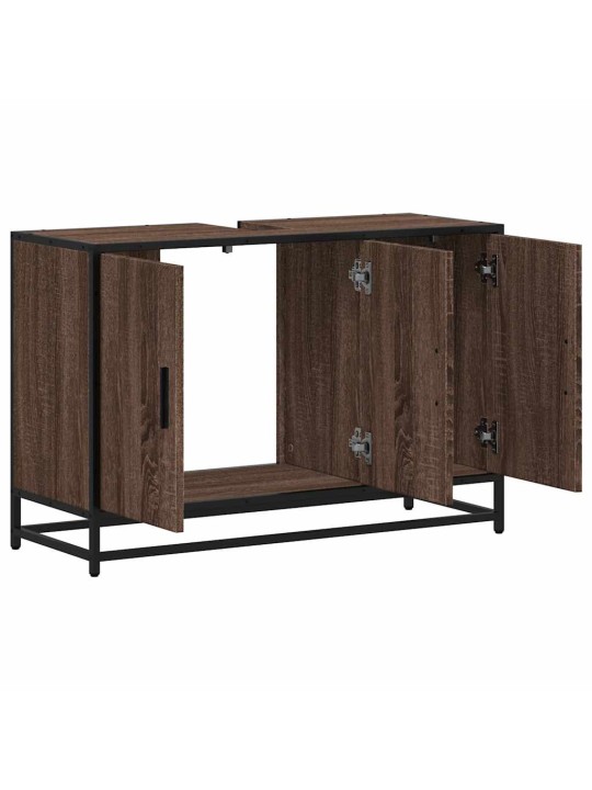 Kylpyhuonekaappi altaalla ruskea tammi 90x33x60 cm tekninen puu