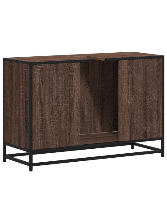 Kylpyhuonekaappi altaalla ruskea tammi 90x33x60 cm tekninen puu