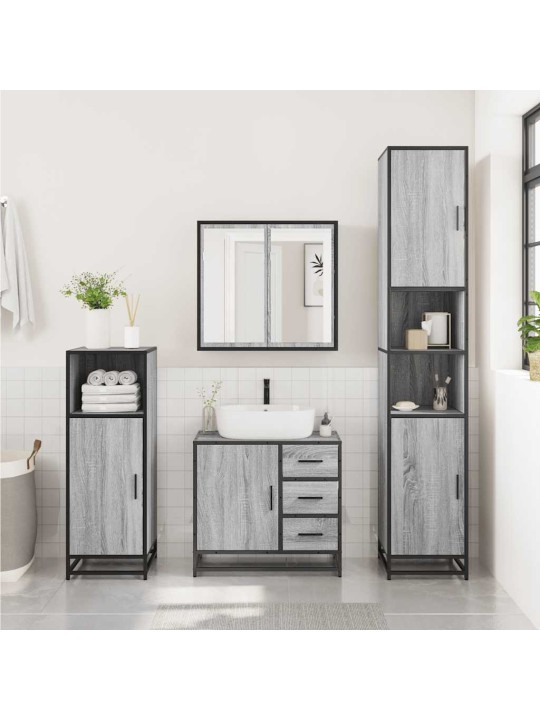 Kylpyhuoneen pesuallaskaappi harmaa sonoma engineered wood