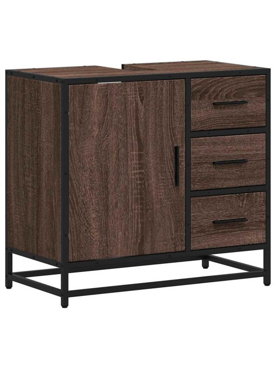 Kylpyhuonekaappi altaalla ruskea tammi 65x33x60 cm tekninen puu