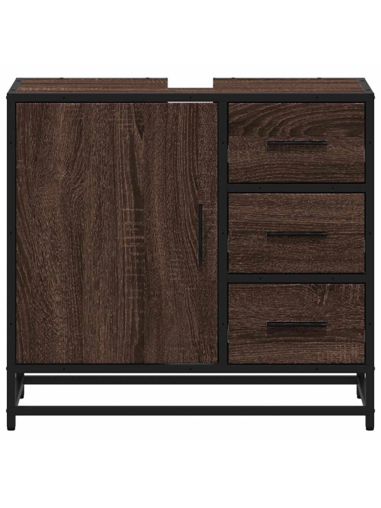Kylpyhuonekaappi altaalla ruskea tammi 65x33x60 cm tekninen puu