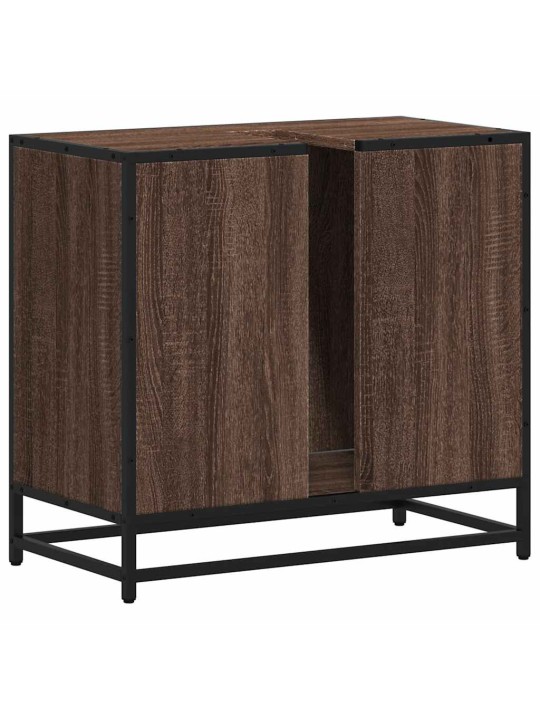Kylpyhuonekaappi altaalla ruskea tammi 65x33x60 cm tekninen puu