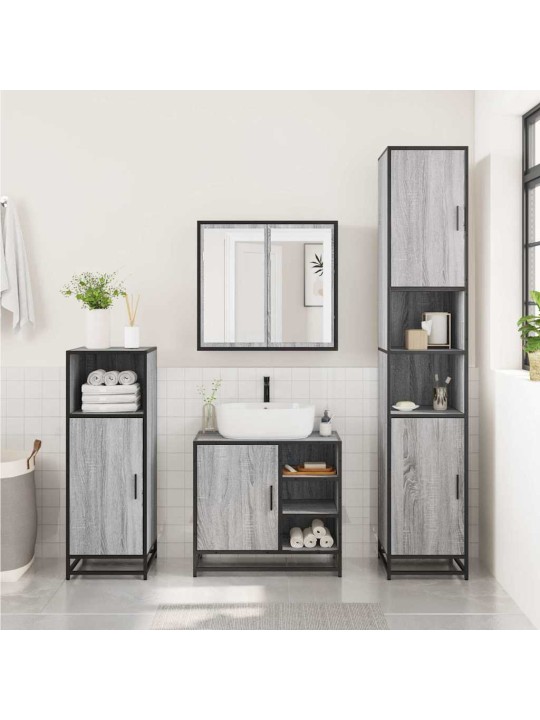 Kylpyhuoneen pesuallaskaappi harmaa sonoma engineered wood