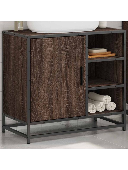 Kylpyhuonekaappi altaalla ruskea tammi 65x33x60 cm tekninen puu