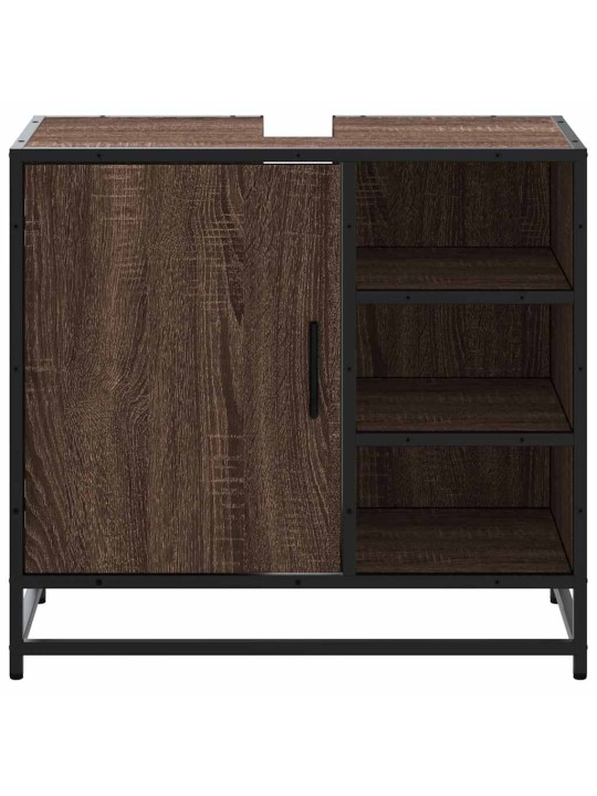 Kylpyhuonekaappi altaalla ruskea tammi 65x33x60 cm tekninen puu