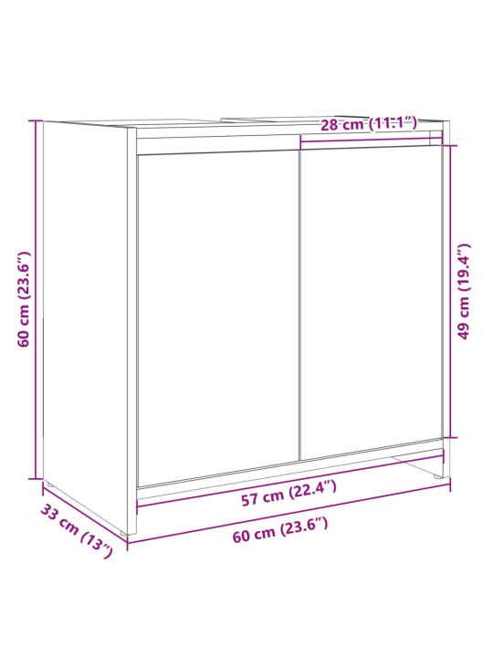 Kylpyhuoneen pesuallaskaappi Sonoma 60x33x60 cm tekninen puu