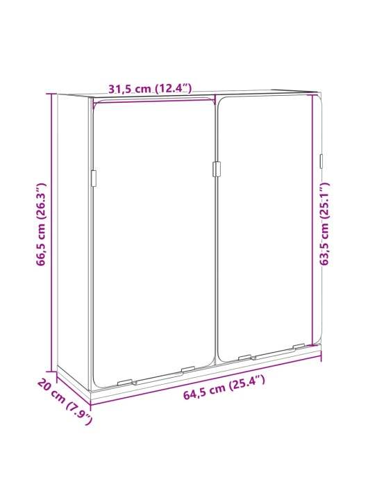 Kylpyhuoneen peilikaappi Sonoma-tammi 64,5x20x66,5 cm lastulevy