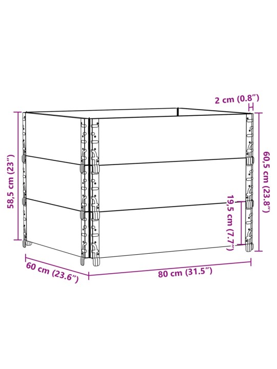 Kuormalavan reunukset 3 kpl musta 80x60 cm täysi mänty