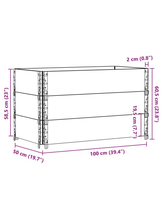 Kuormalavan reunukset 3 kpl musta 100x50 cm täysi mänty