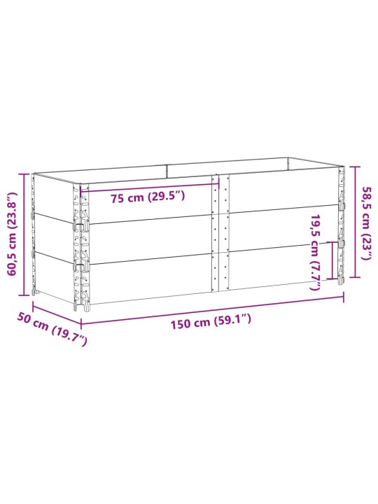 Kuormalavan reunukset 3 kpl musta 150x50 cm täysi mänty