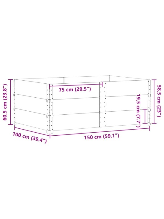 Kuormalavan reunukset 3 kpl 150x100 cm täysi mänty