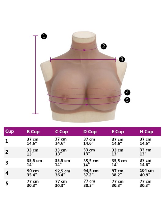 Silikoninen rintaproteesi ruskea H-kuppi