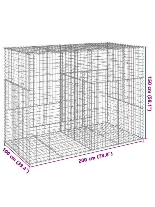 Kivikori katolla 200x100x150 cm galvanoitu rauta