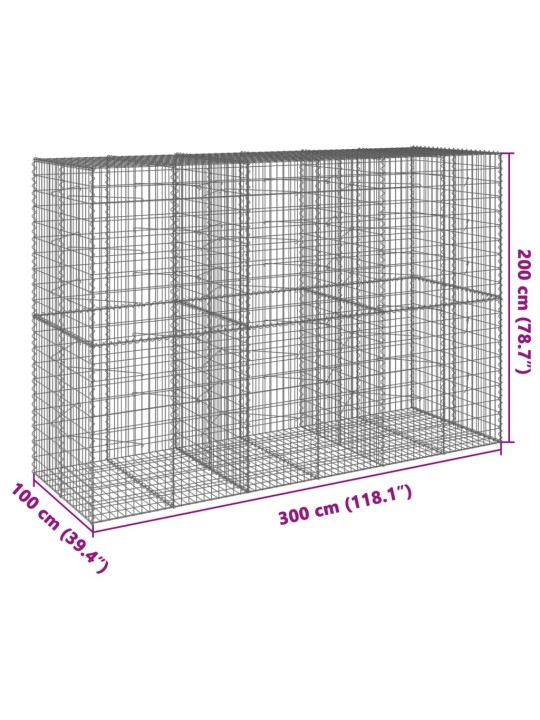 Kivikori katolla 300x100x200 cm galvanoitu rauta