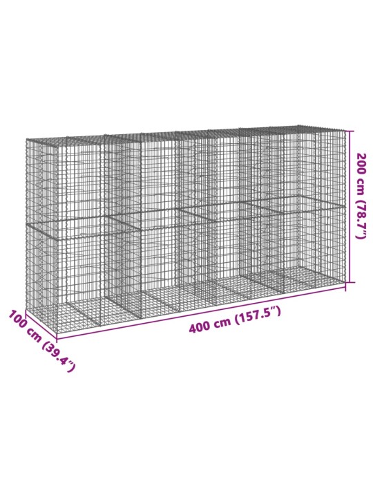 Kivikori katolla 400x100x200 cm galvanoitu rauta