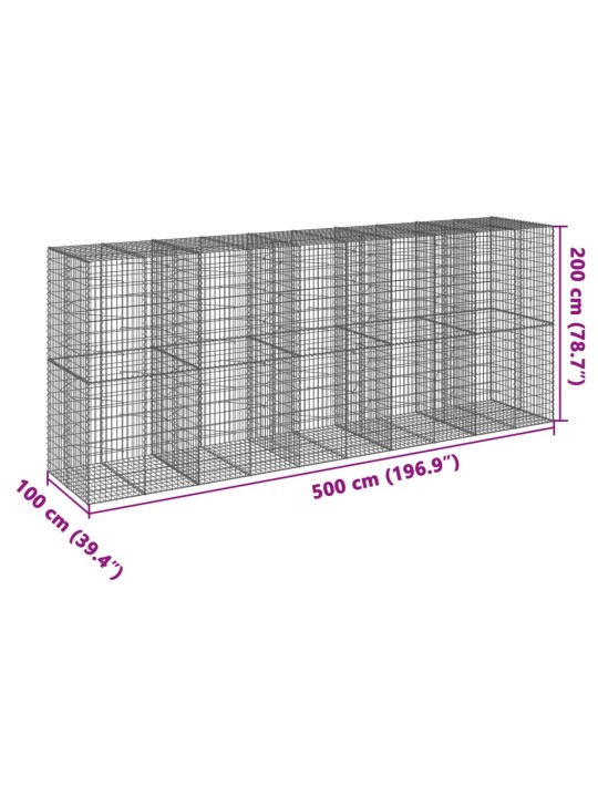 Kivikori katolla 500x100x200 cm galvanoitu rauta