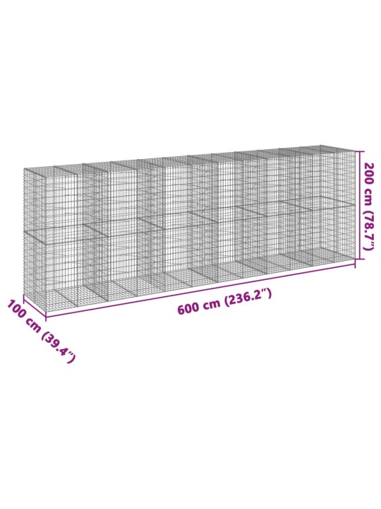 Kivikori katolla 600x100x200 cm galvanoitu rauta