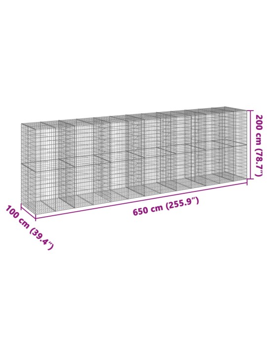 Kivikori katolla 650x100x200 cm galvanoitu rauta