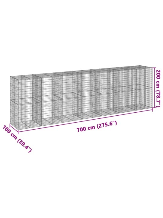 Kivikori katolla 700x100x200 cm galvanoitu rauta