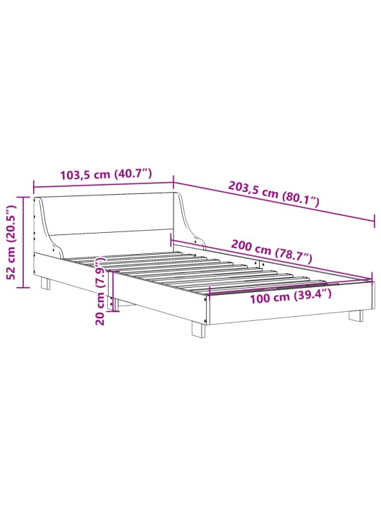 Sänky ilman patjaa vahanruskea 100x200 cm täysi mänty