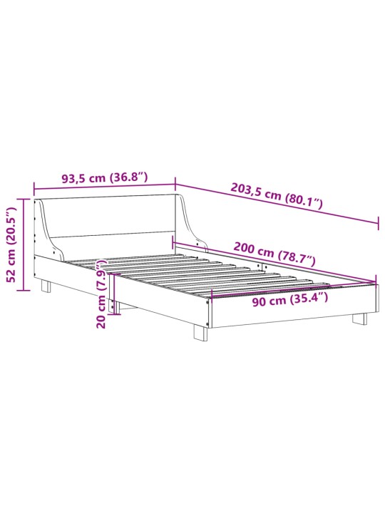 Sängynrunko ilman patjaa vahanruskea 90x200 cm täysi mänty