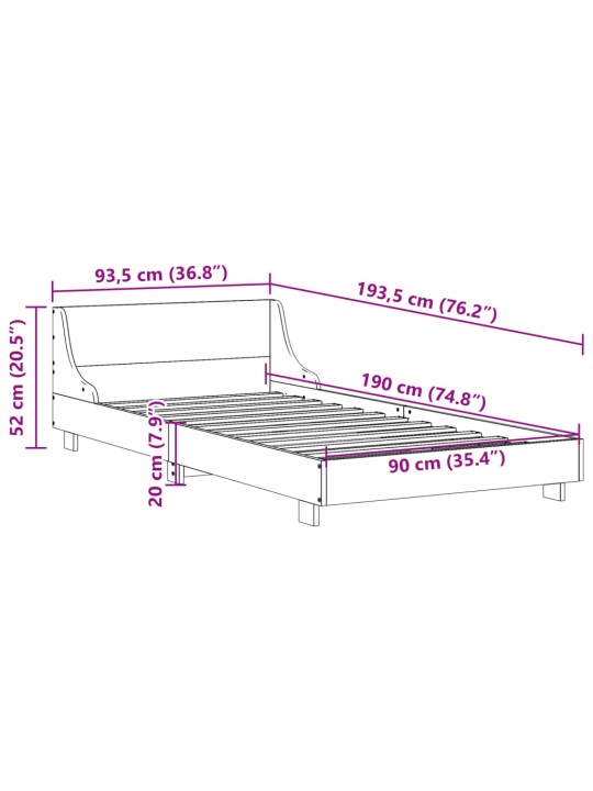 Sängynrunko ilman patjaa vahanruskea 90x190 cm täysi mänty
