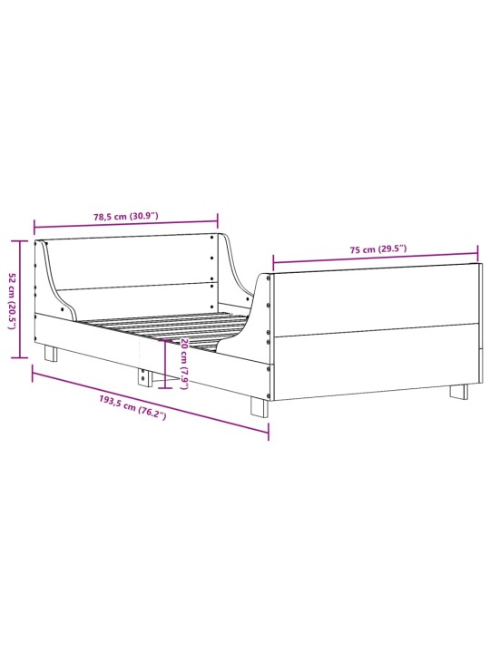 Sängynrunko ilman patjaa vahanruskea 75x190 cm täysi mänty