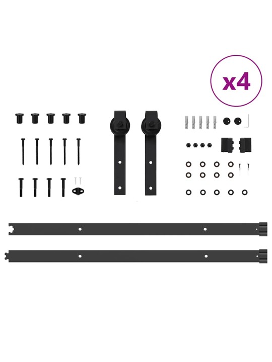 Liukuovi Hardware Kit 427 cm Teräs Musta