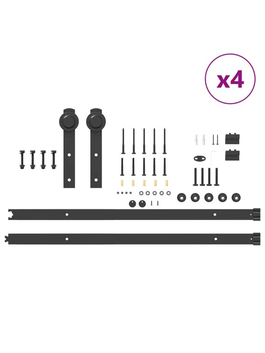 Liukuovi Hardware Kit 400 cm Teräs Musta