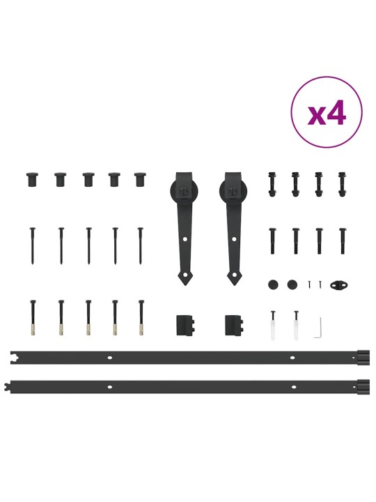 Liukuovi Hardware Kit 427 cm Teräs Musta