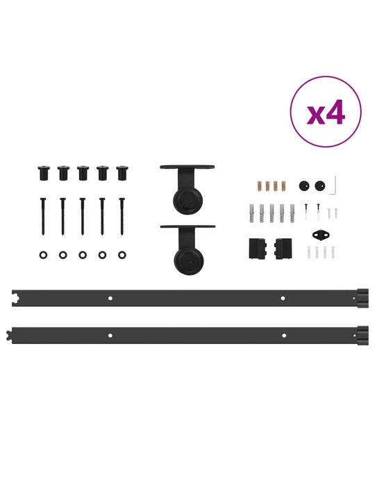 Liukuovi Hardware Kit 427 cm Teräs Musta