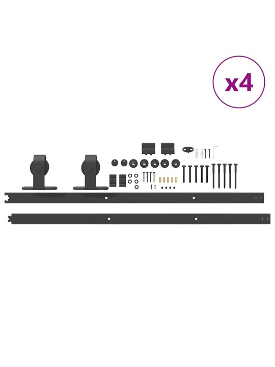 Liukuovi Hardware Kit 400 cm Teräs Musta