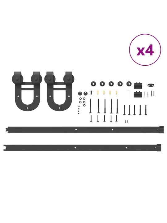 Liukuovi Hardware Kit 400 cm Teräs Musta