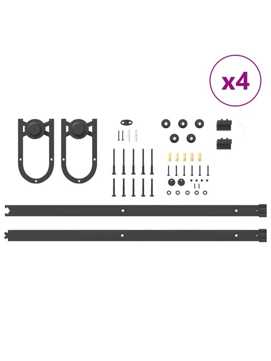 Liukuovi Hardware Kit 400 cm Teräs Musta