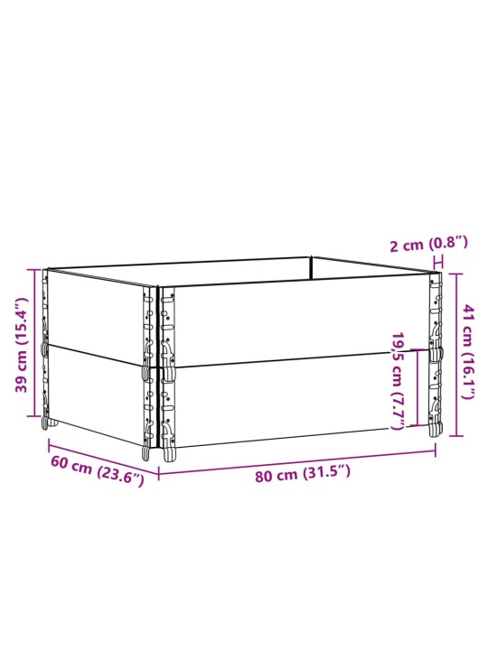 Kuormalavan reunukset 2 kpl 80x60 cm täysi mänty