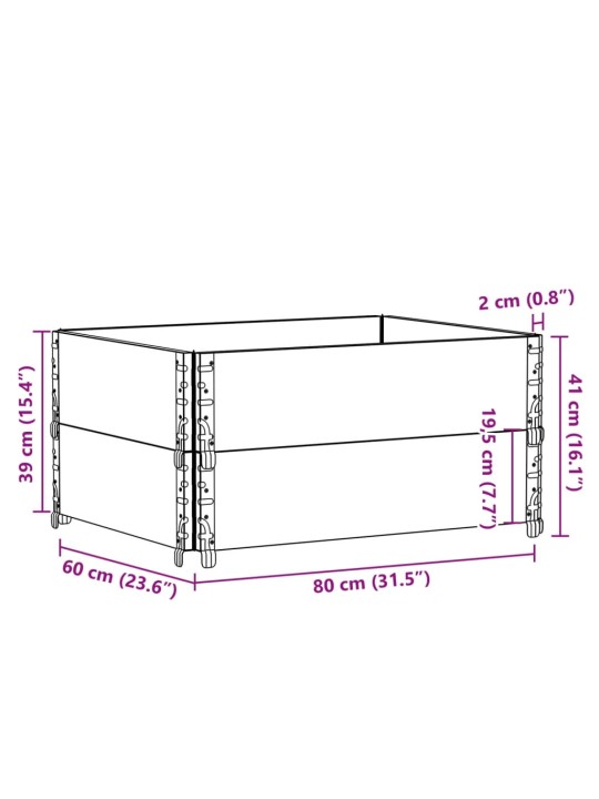 Kuormalavan reunukset 2 kpl musta 80x60 cm täysi mänty