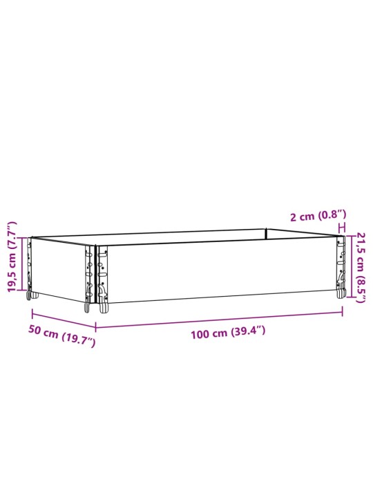 Kuormalavan reunus musta 100x50 cm täysi mänty