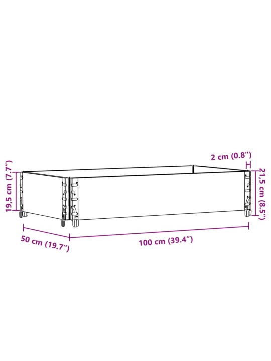 Kuormalavan reunus ruskea 100x50 cm täysi mänty