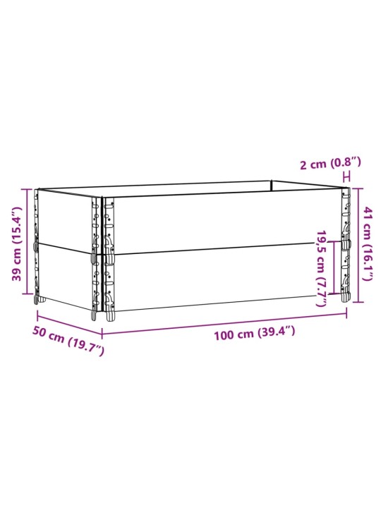 Kuormalavan reunukset 2 kpl harmaa 100x50 cm täysi mänty