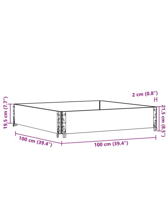 Kuormalavan reunus musta 100x100 cm täysi mänty