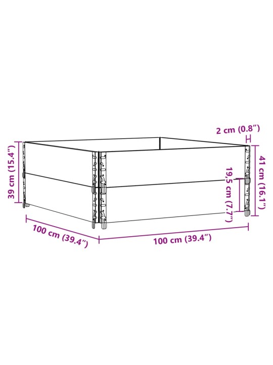 Kuormalavan reunukset 2 kpl musta 100x100 cm täysi mänty