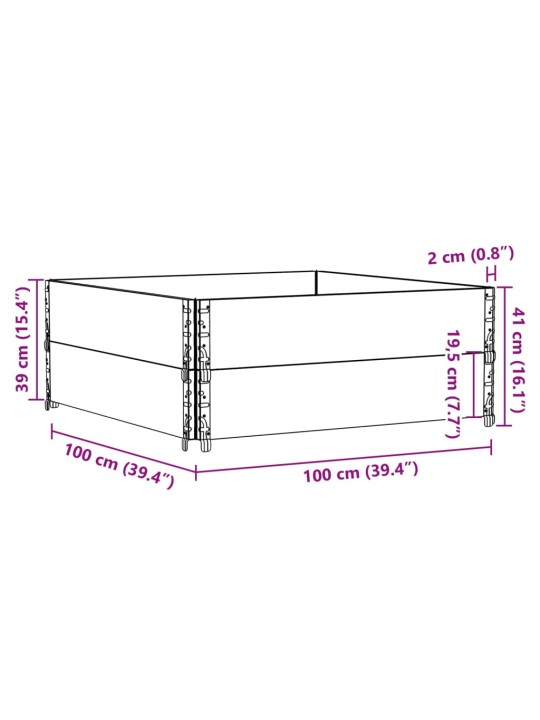 Kuormalavan reunukset 2 kpl harmaa 100x100 cm täysi mänty