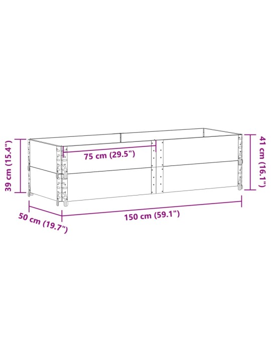 Kuormalavan reunukset 2 kpl 150x50 cm täysi mänty