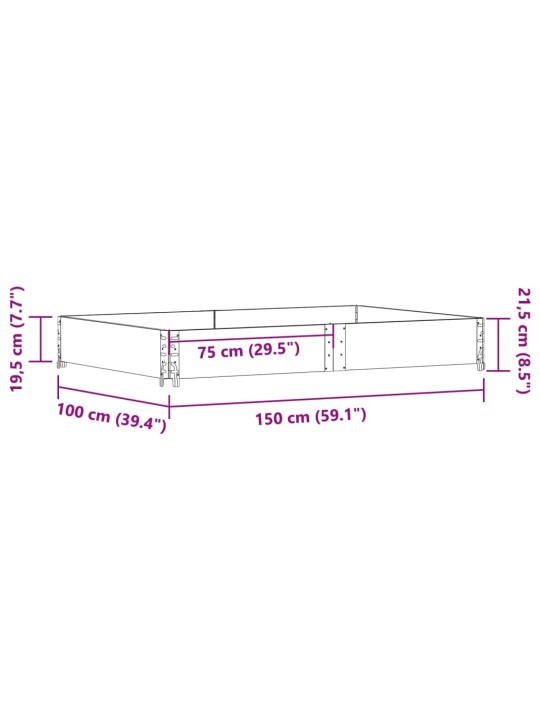 Kuormalavan reunus musta 150x100 cm täysi mänty