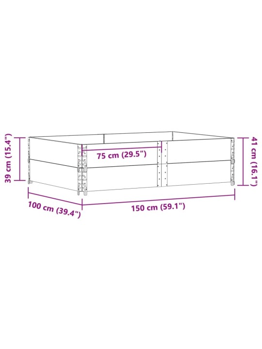 Kuormalavan reunukset 2 kpl 150x100 cm täysi mänty