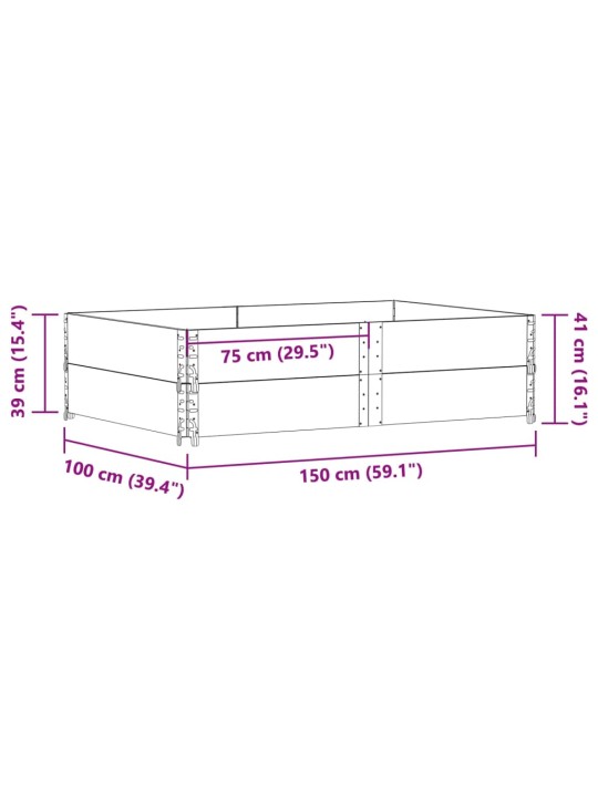 Kuormalavan reunukset 2 kpl harmaa 150x100 cm täysi mänty