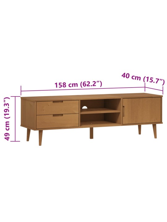 TV-taso MOLDE ruskea 158x40x49 cm täysi mänty