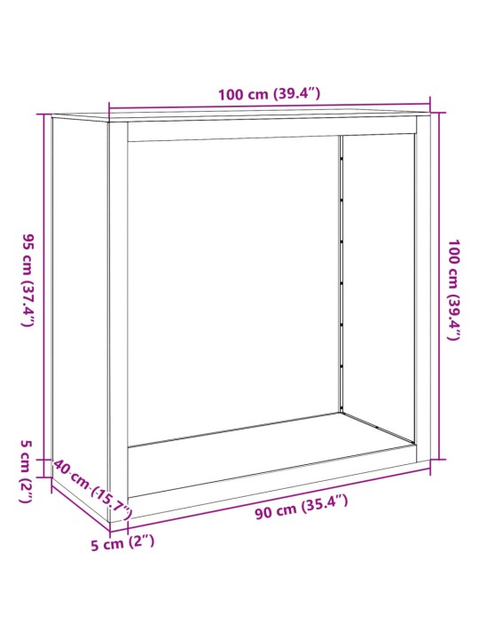 Polttopuuteline musta 100x40x100 cm teräs