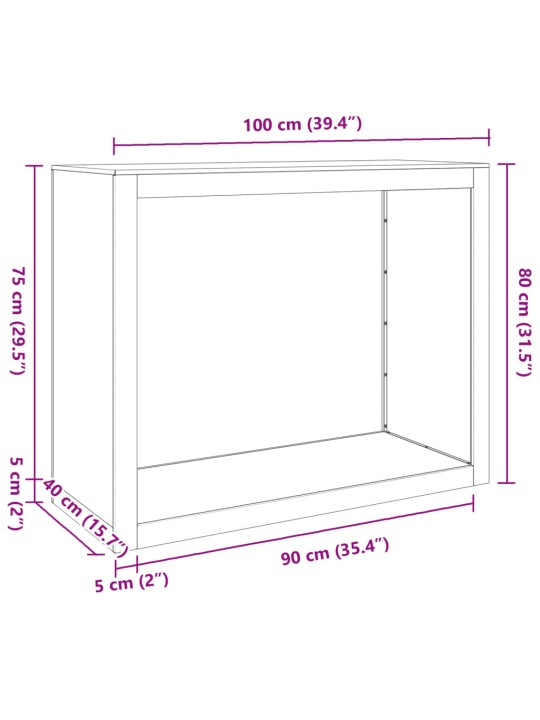 Polttopuuteline musta 100x40x80 cm teräs