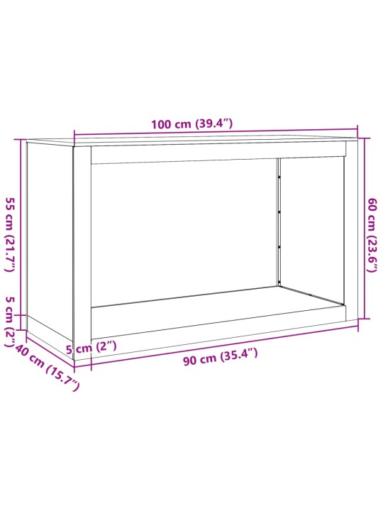 Polttopuuteline 100x40x60 cm ruostumaton teräs